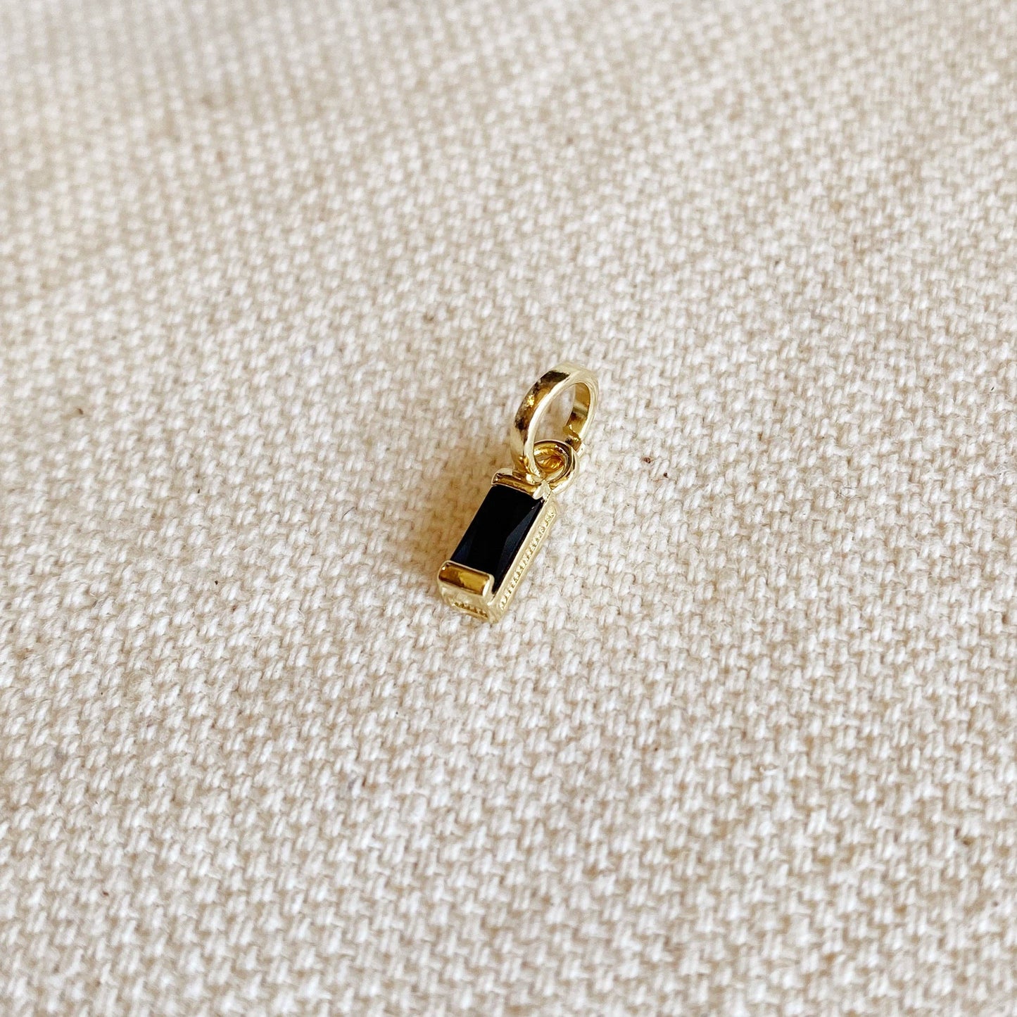 18k Gold Filled Mini Black Baguette Charm