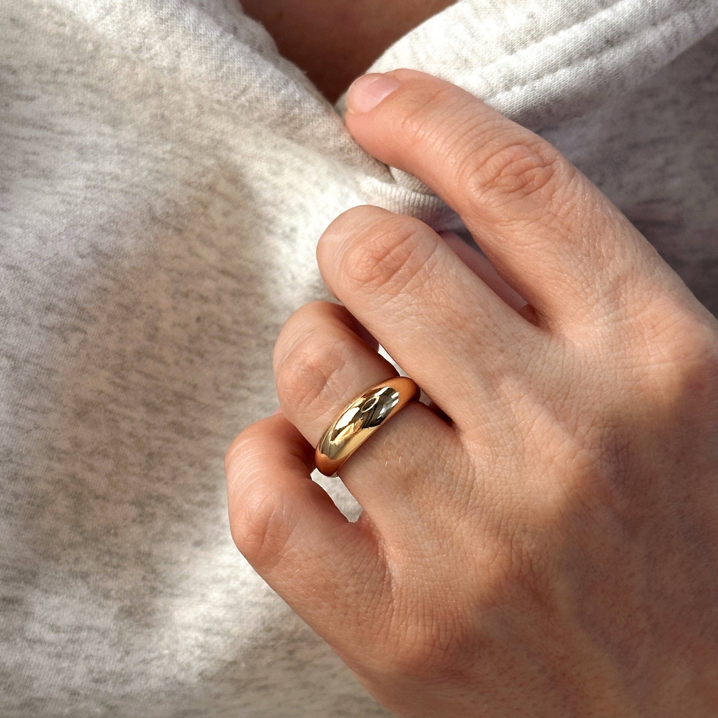 18k Gold Filled Mini Polished Dome Ring: 5.5