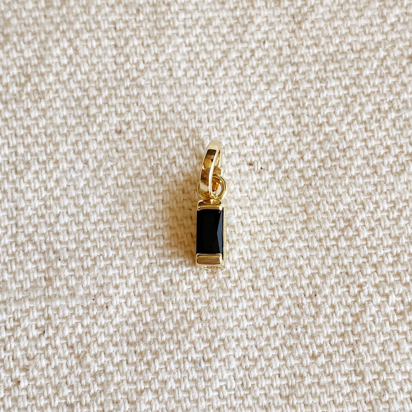 18k Gold Filled Mini Black Baguette Charm