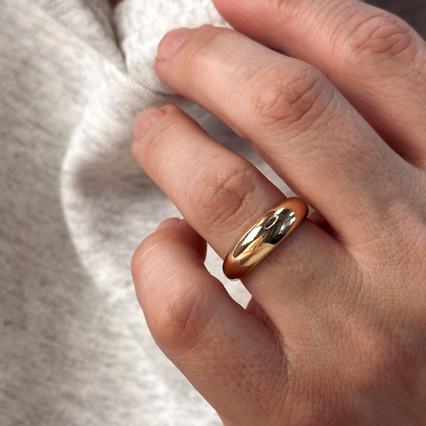 18k Gold Filled Mini Polished Dome Ring: 7.5