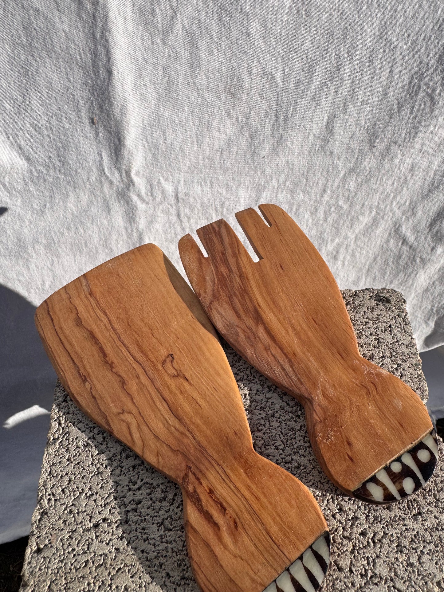 Bone Inlay Salad Servers