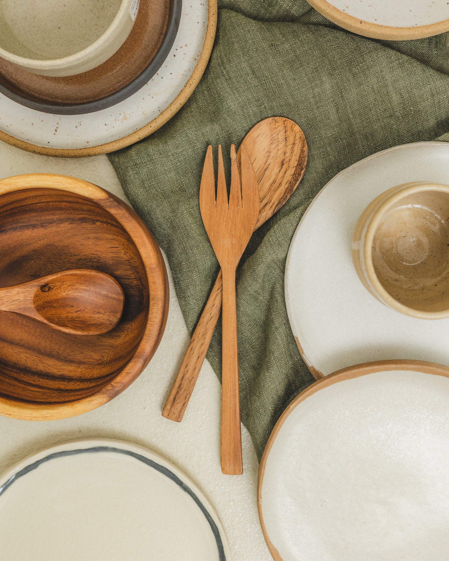 Teak Fork + Spoon Set