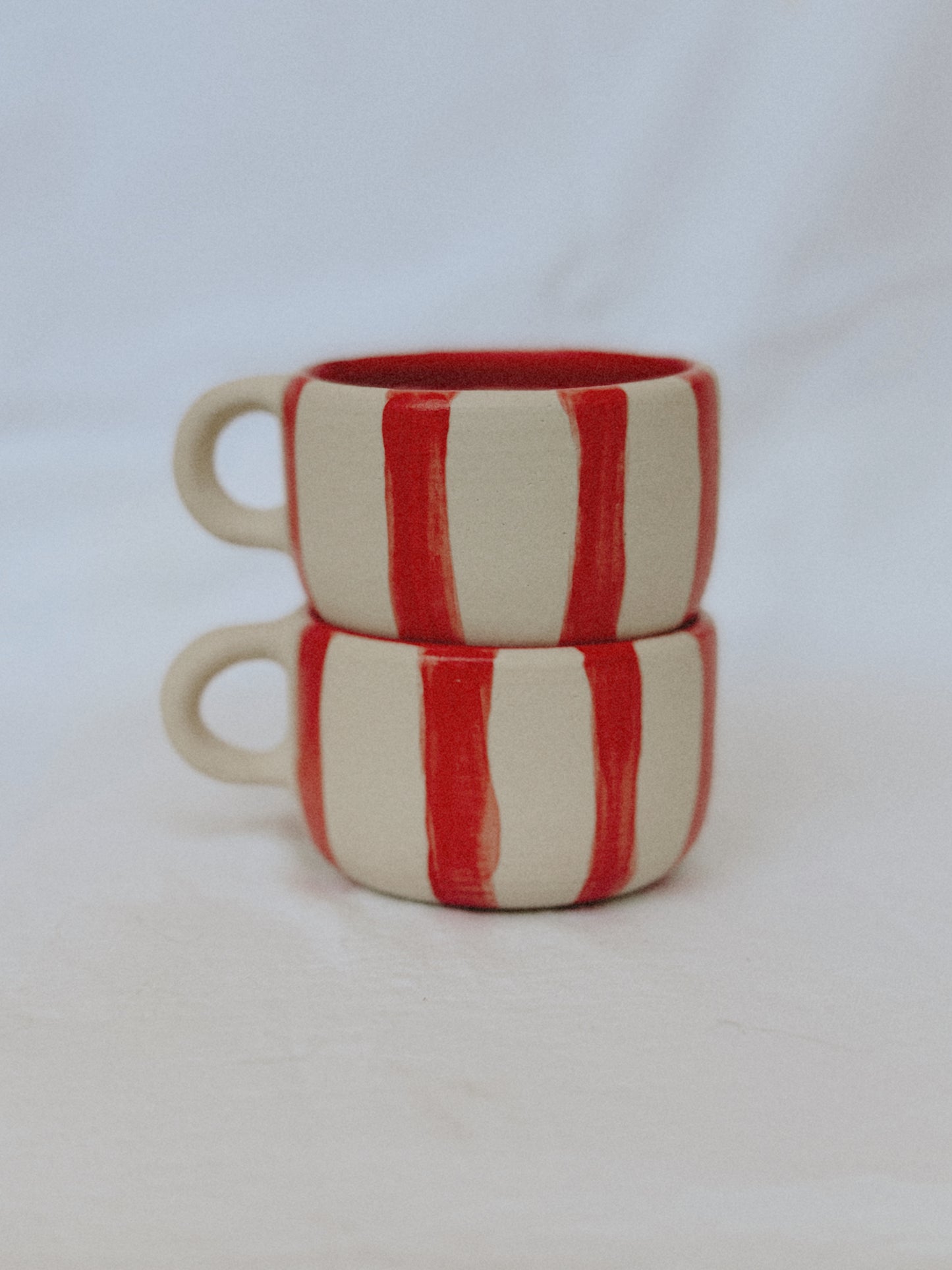 Red Striped Cappuccino Mug