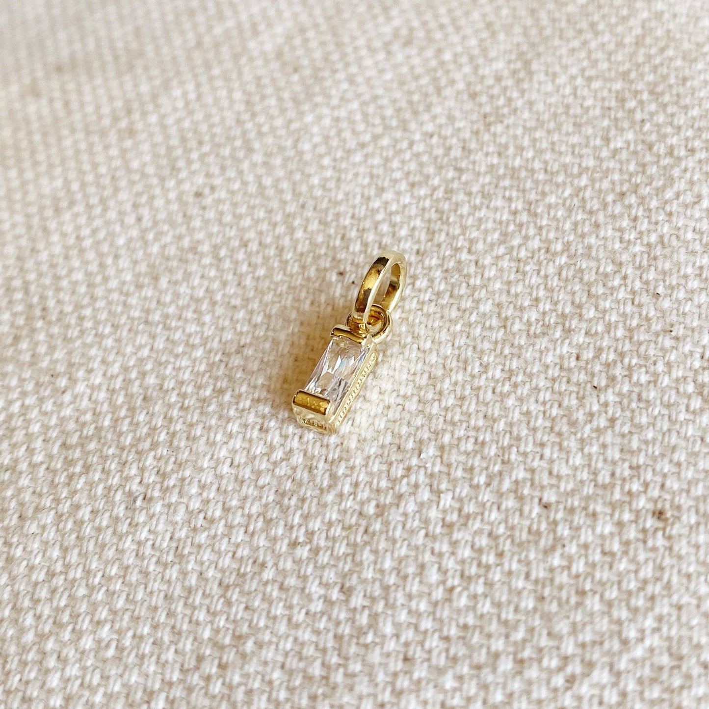 18k Gold Filled Mini Clear Baguette Charm