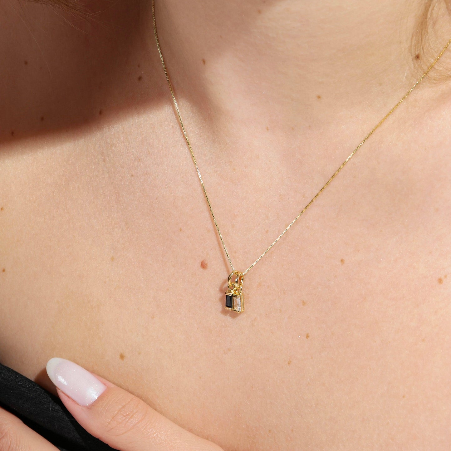 18k Gold Filled Mini Clear Baguette Charm