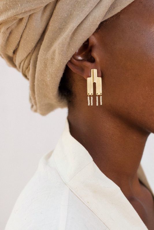 Brass and glass bead earrings 