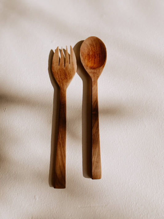 Teak Fork + Spoon Set
